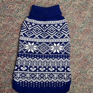 New Homimp Cozy Blue And White Knit Snowflake Dog Sweater